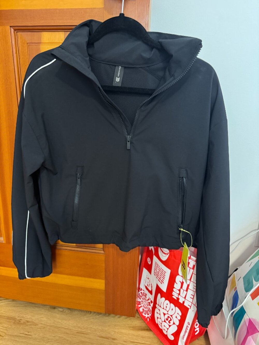 All In Motion Women’s BLACK Half Zip Windbreaker Jacket Pullover Long Sleeve‎ XS